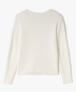 Pull en maille duveteuse à col rond fille